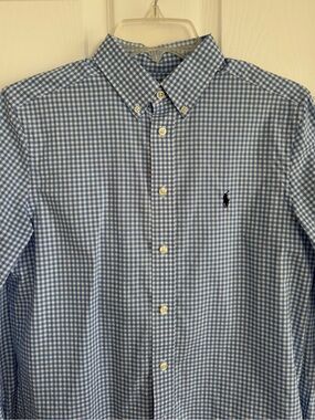 Blue Gingham Button-Down Shirt